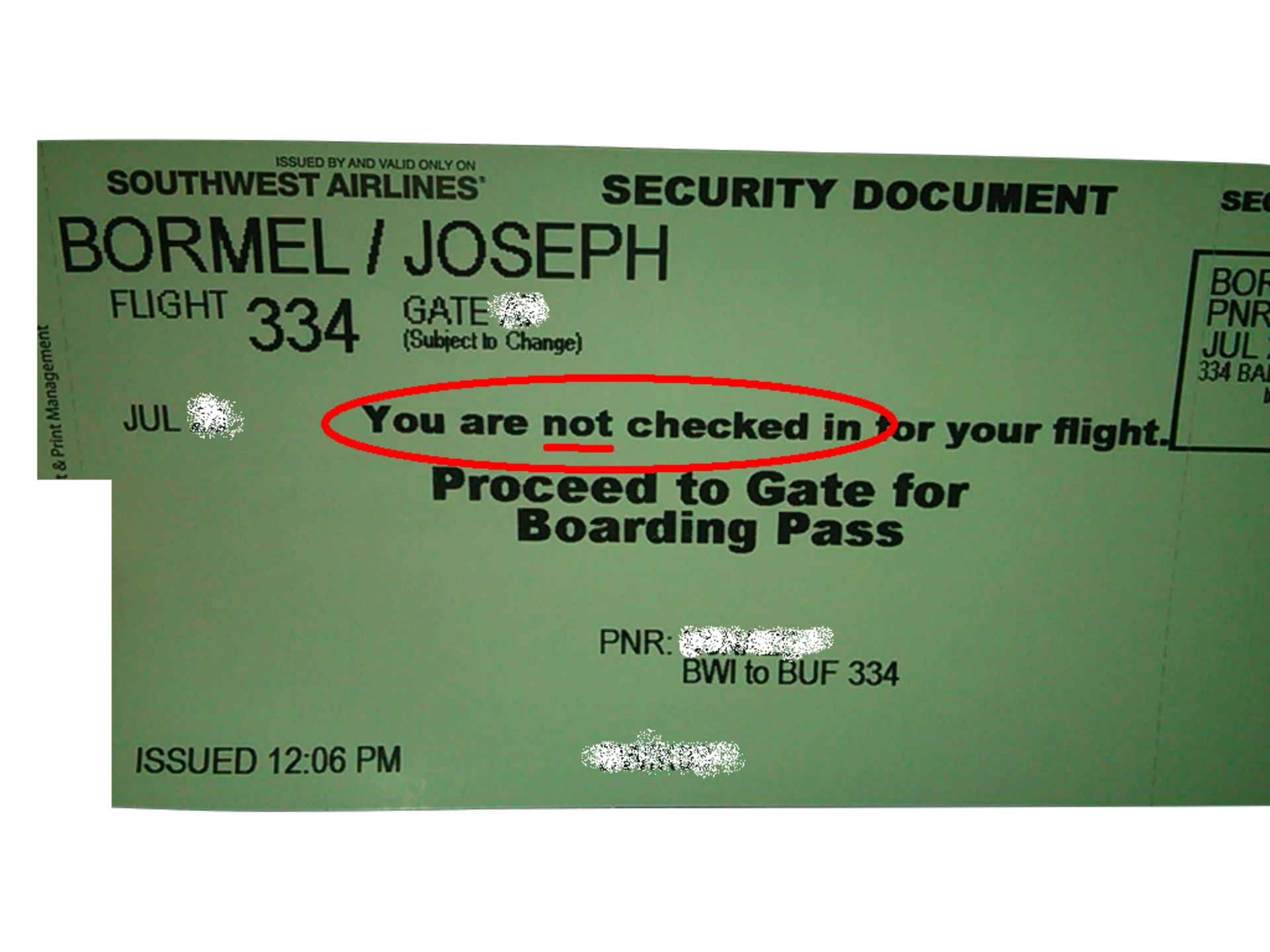 You Are Not Checked In