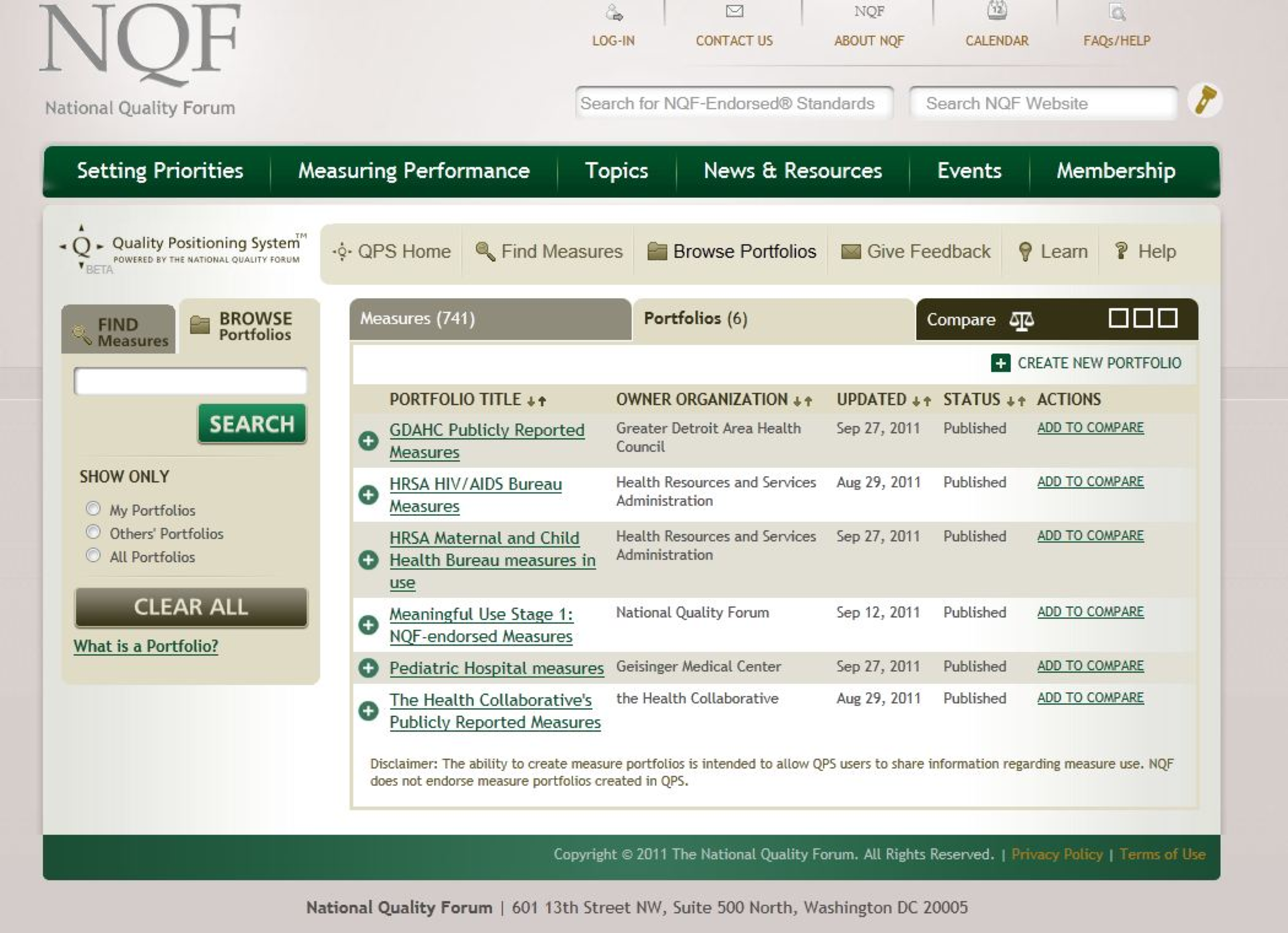 National Quality Forum Qps