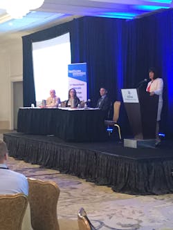Gina Altieri, senior vice president and chief of strategy integration at Nemours Children&apos;s Health System, speaking at Healthcare Innovation&apos;s Health IT Summit.