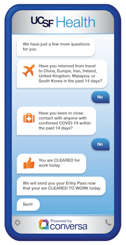 Conversa’s COVID-19 Employee HealthScreener tool Conversa’s COVID-19 Employee HealthScreener tool