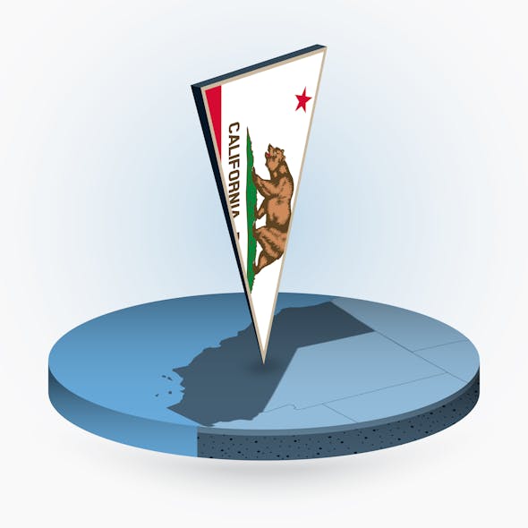 Bigstock California Map In Round Isomet 370042903