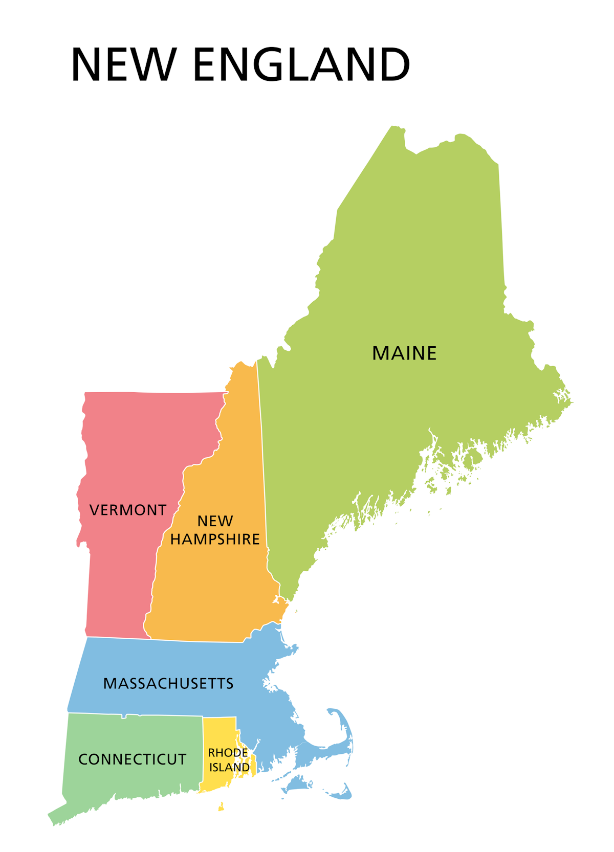Where Is New England In The Usa Map Map