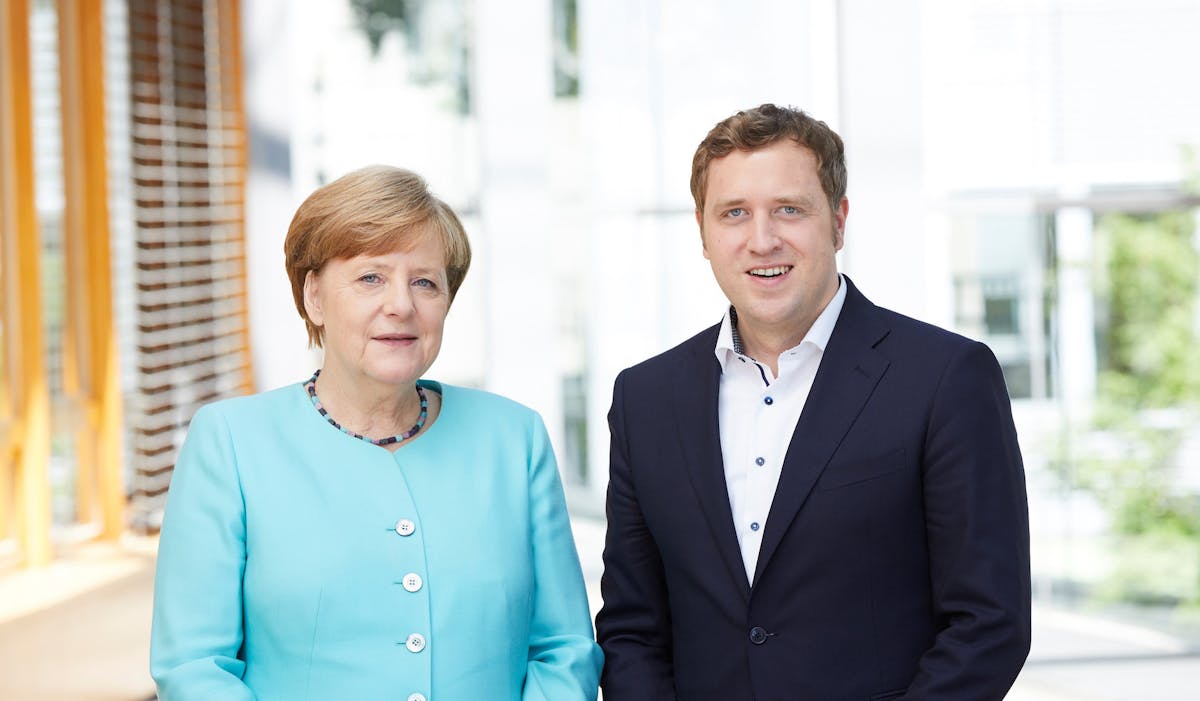German Federal Health Minister Gottfried Ludewig with German Chancellor Angela Merkel