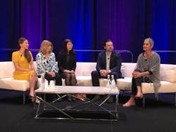 from left: panelists Embrey, Webster, Qin, Ryan, Davis from left: panelists Embrey, Webster, Qin, Ryan, Davis