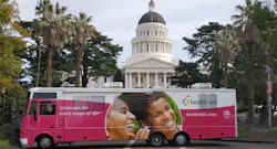 A Health Net mobile health unit is parked in front of the California State Capitol building in Sacramento. A Health Net mobile health unit is parked in front of the California State Capitol building in Sacramento.