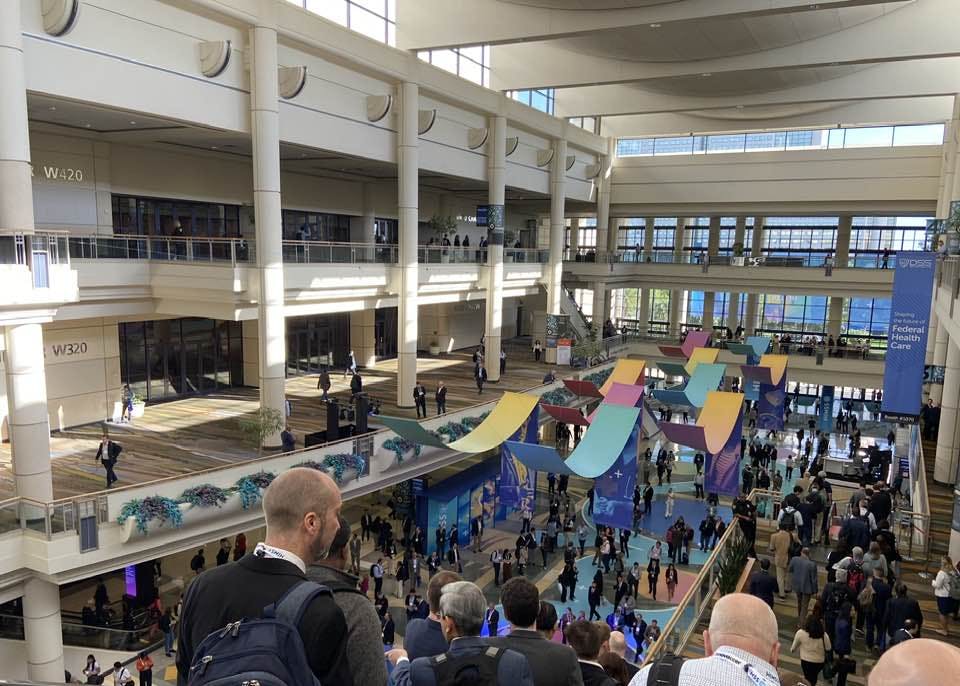 Attendees leave the morning keynote session on March 12, 2024, during HIMSS24 in Orlando