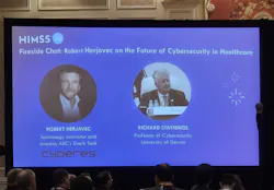 Richard Staynings, professor of cybersecurity, conversed with Robert Herjavec, a cybersecurity professional Richard Staynings, professor of cybersecurity, conversed with Robert Herjavec, a cybersecurity professional