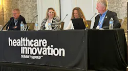 The CISO leadership panel included speakers(from left) Benoit Desjardins, M.D., Sharon Finney, Anahi Santiago, Ph.D. and Richard Staynings.