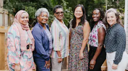 UNC Health’s Jennifer Tang, M.D., (third from right) and Rachel Peragallo Urrutia, M.D., (right) meet with some of the doulas from Momma's Village-Fayetteville in North Carolina.